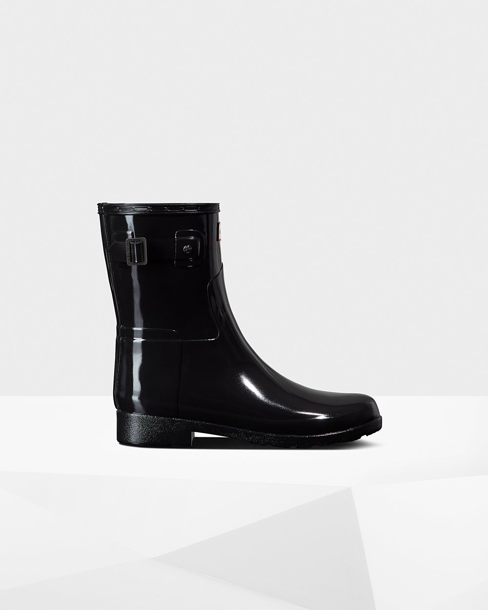 Hunter Refined Slim Fit Gloss Short Rain Boots - Online Womens Black - WFMDSX379